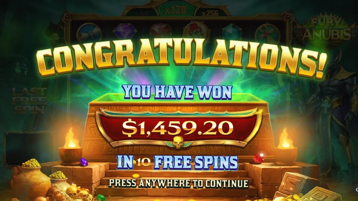 Fury of Anubis slot game interface na may madilim na Egyptian theme
